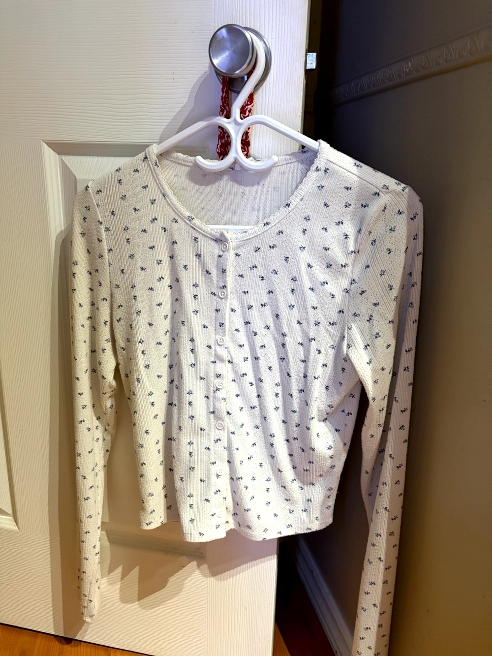 Garage White-blue Printed Cardigen